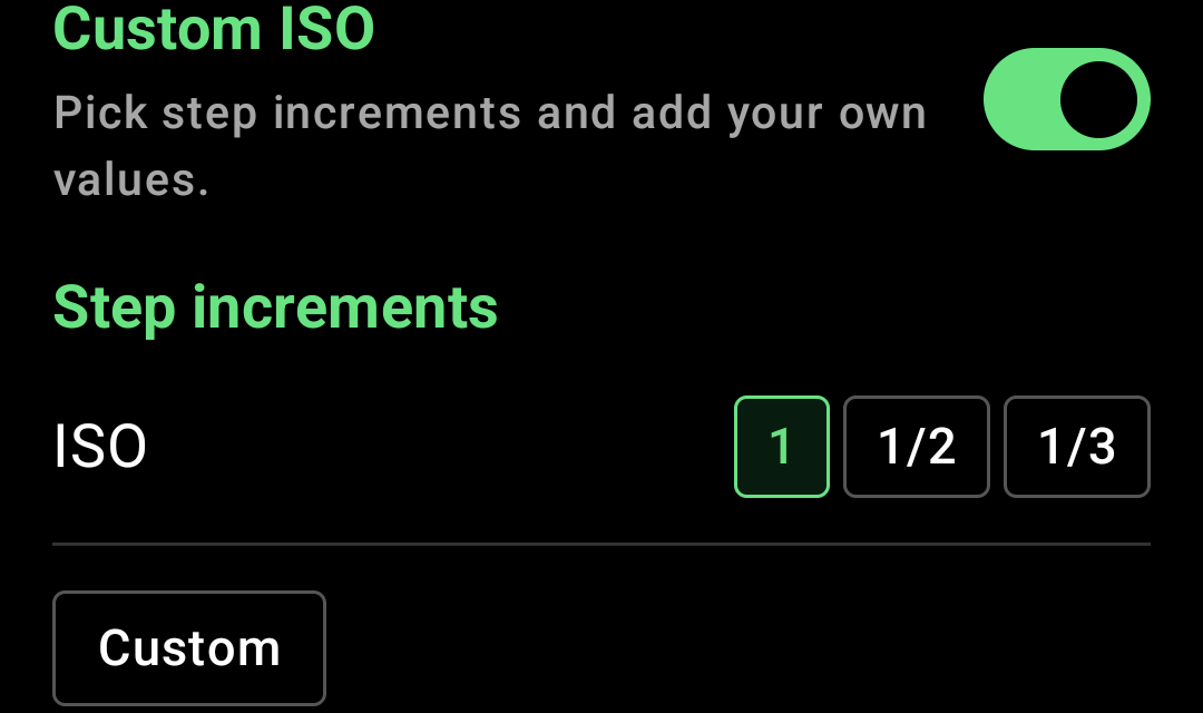 ISO 1 to 12800 range — annotated detail 1