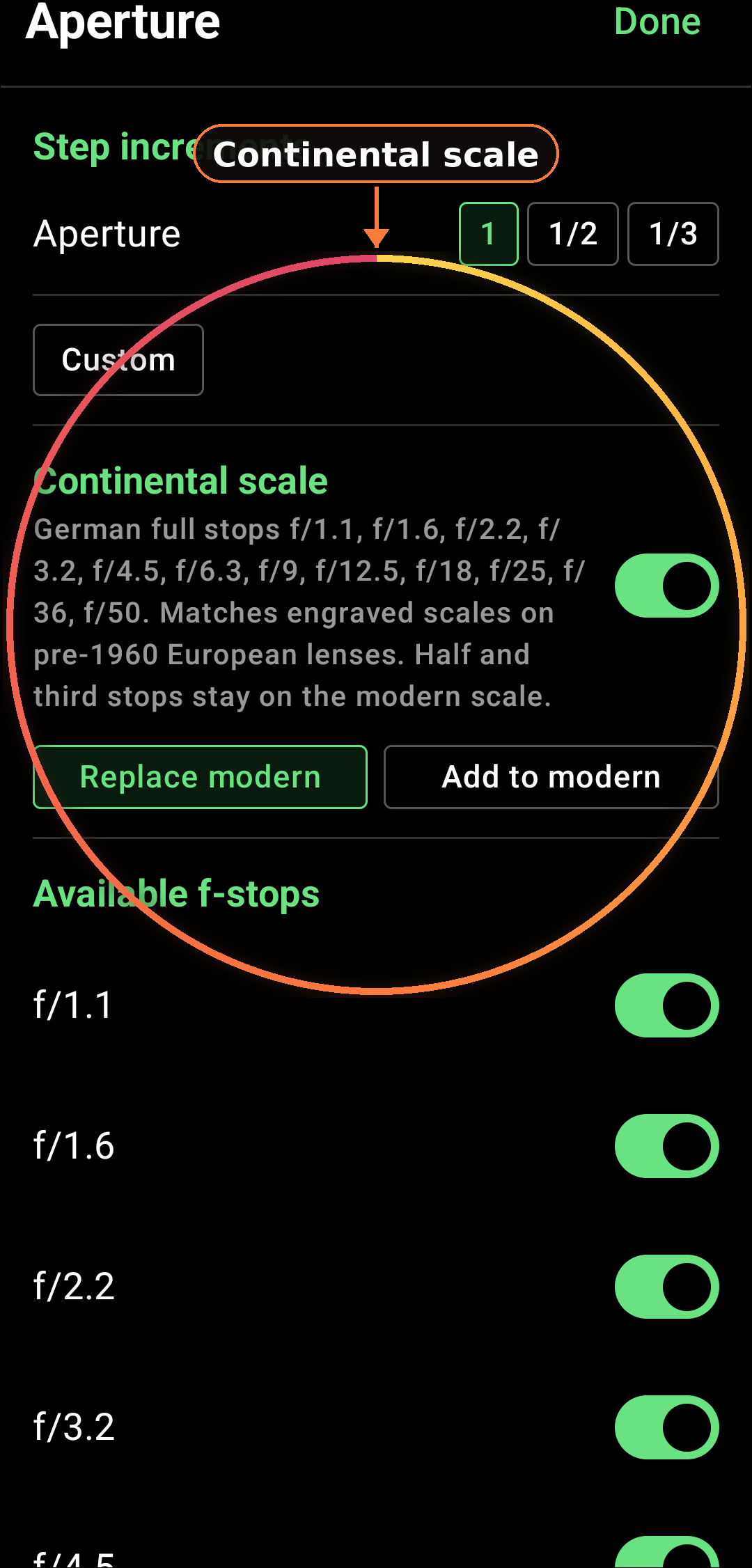 The Core Exposure Triangle feature in Zone Light Meter