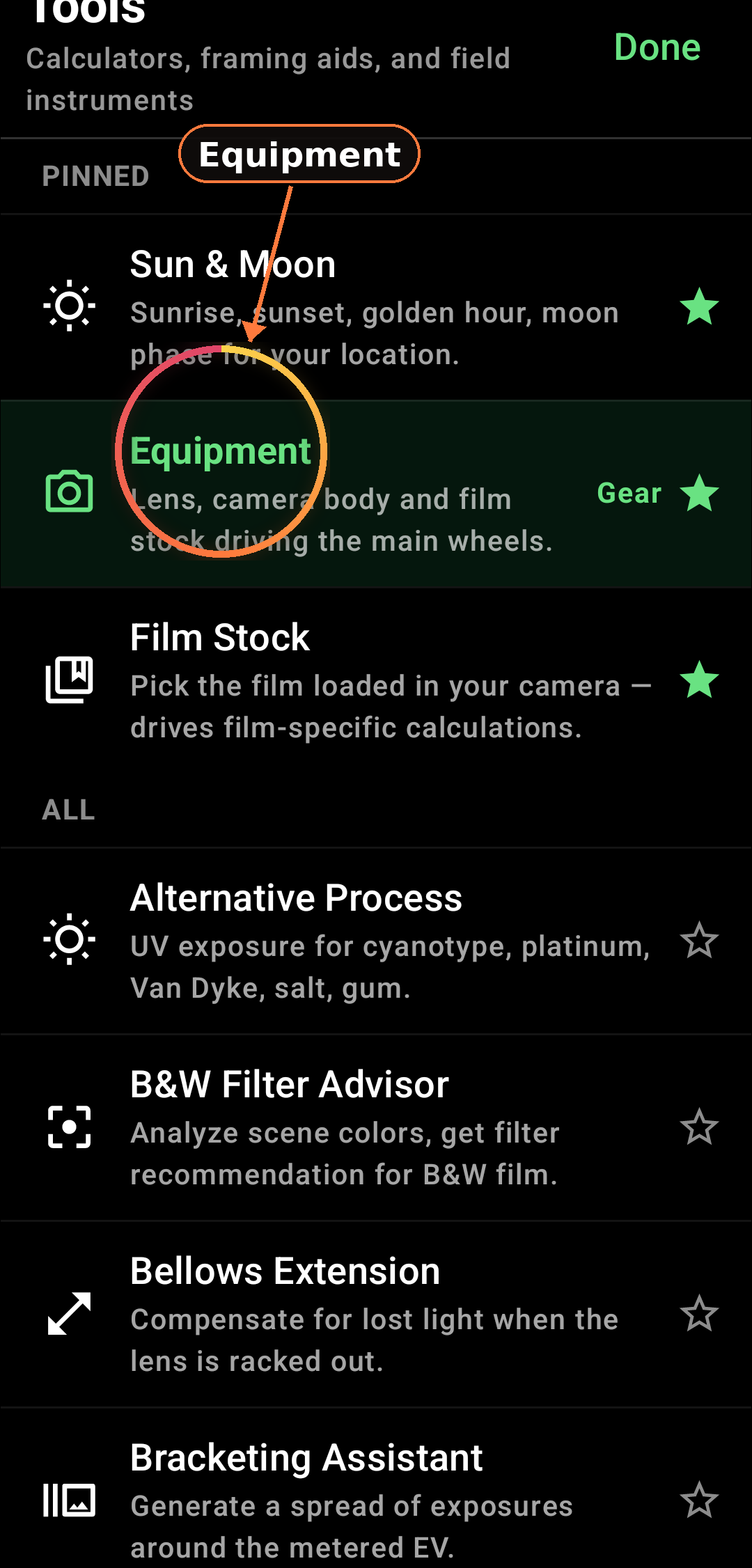 Hardware Limitations (Camera Profiles) feature in Zone Light Meter