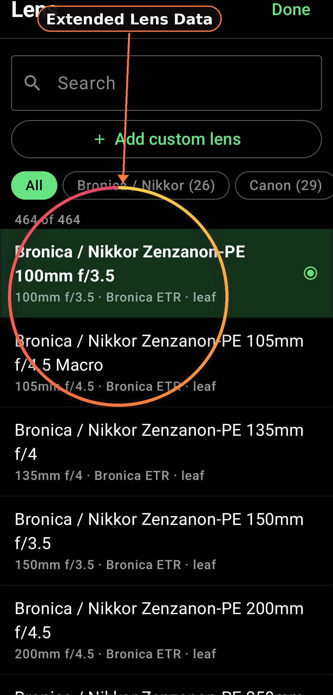 Hardware Limitations (Camera Profiles) feature in Zone Light Meter