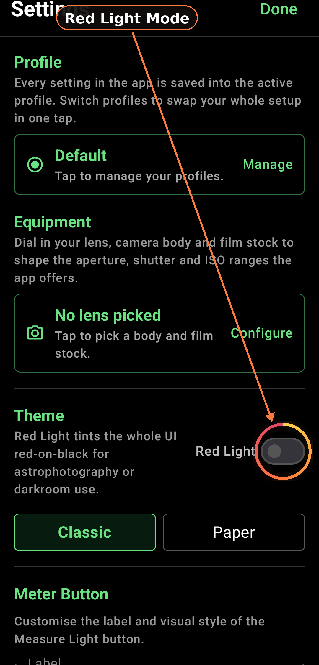 Frictionless UI & Hands-Free Operation feature in Zone Light Meter