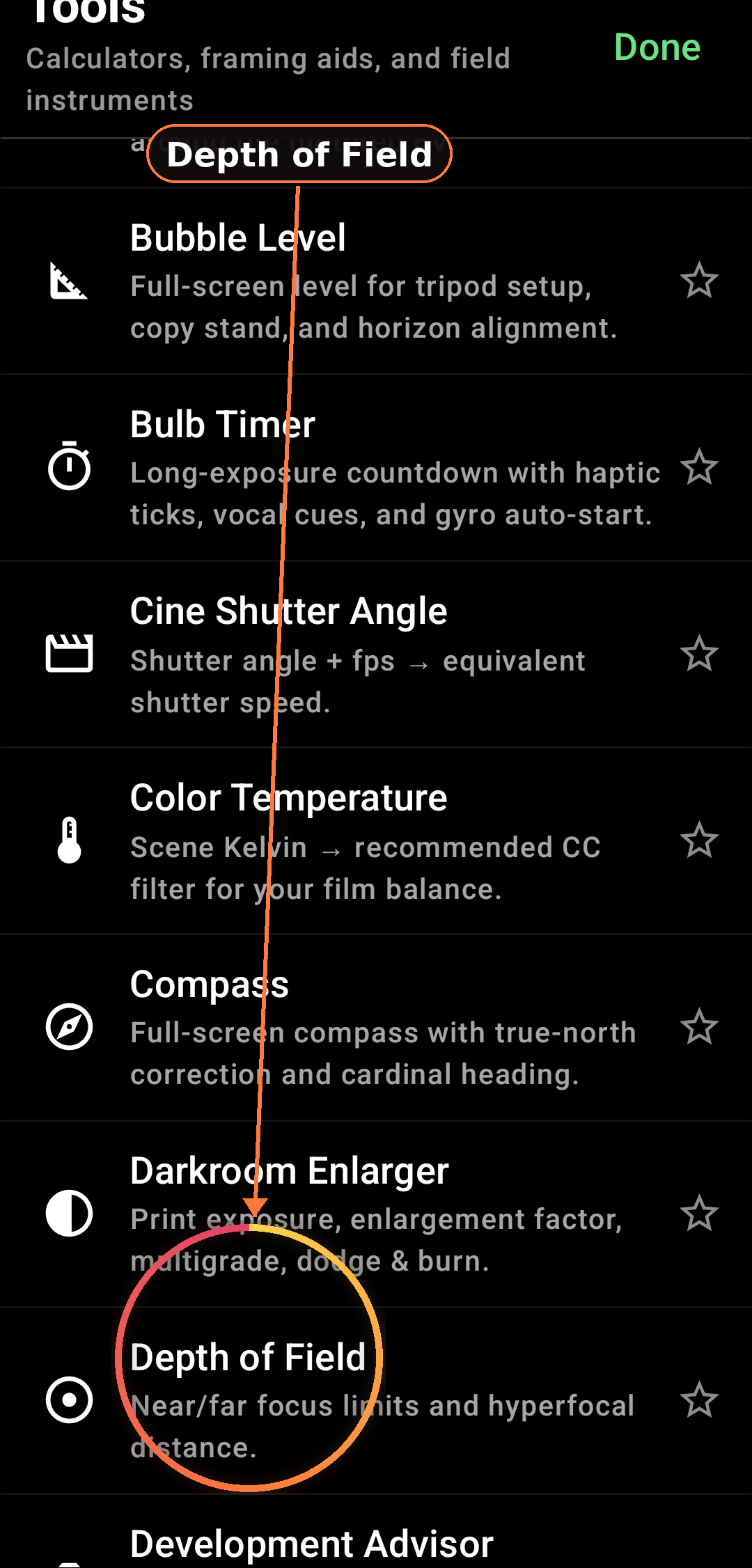 How Depth of Field works screenshot in Zone Light Meter
