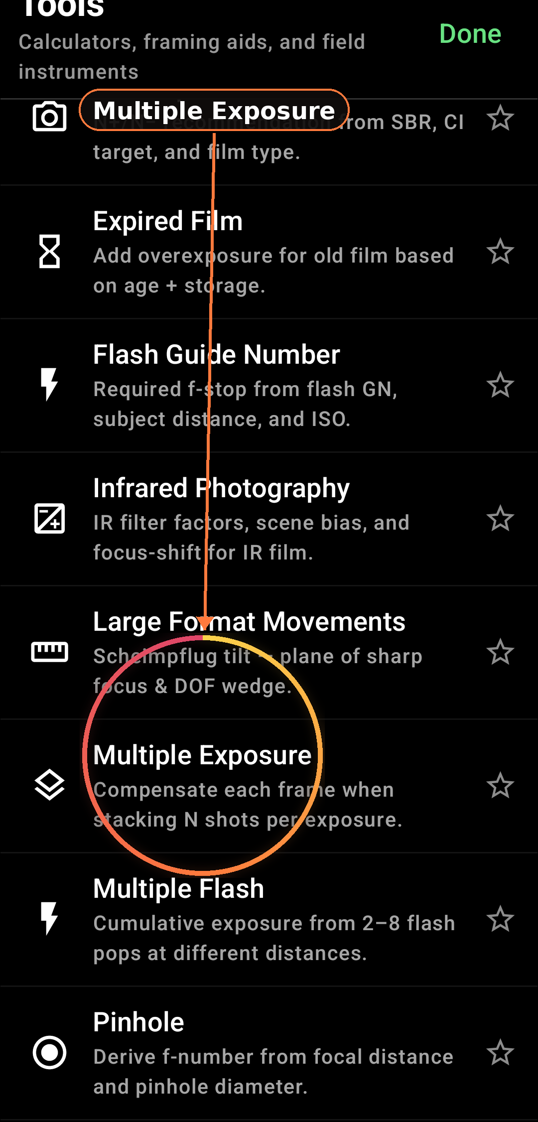 Analogue-Specific Compensations feature in Zone Light Meter