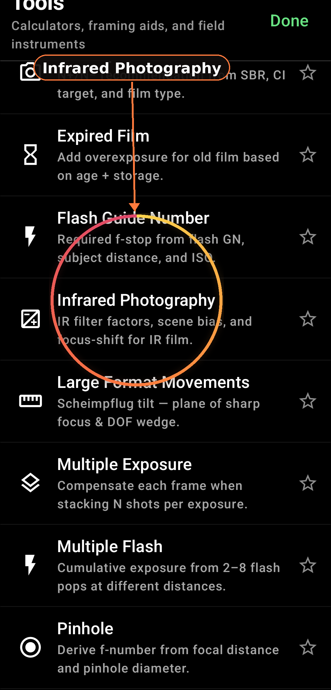 How Infrared Photography works screenshot in Zone Light Meter