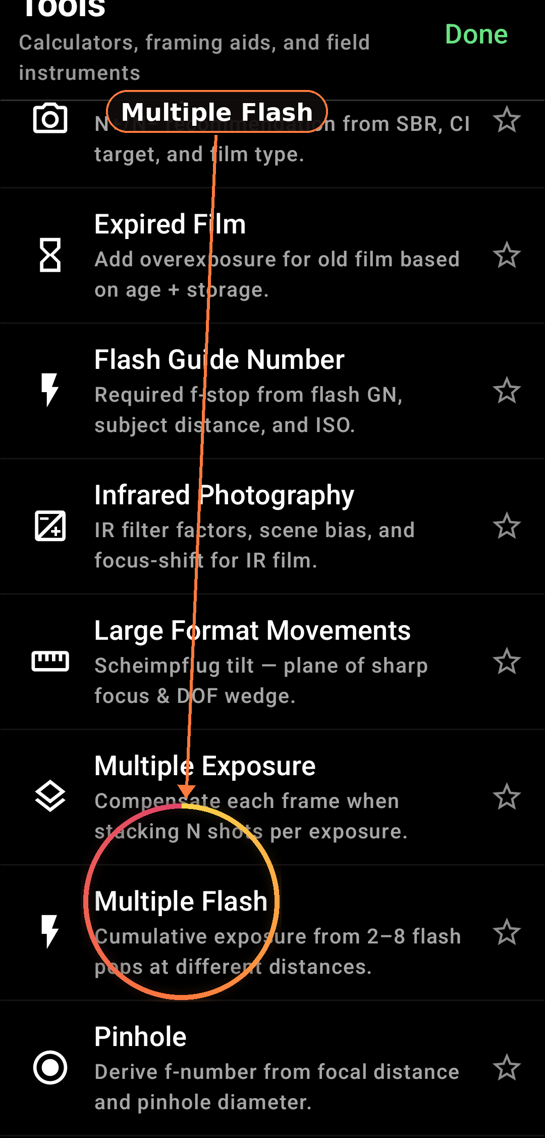 Flash & Distance Computation feature in Zone Light Meter